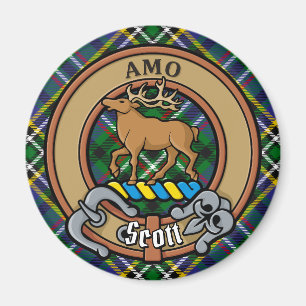 Aimant Clan Scott Crest sur Green Tartan