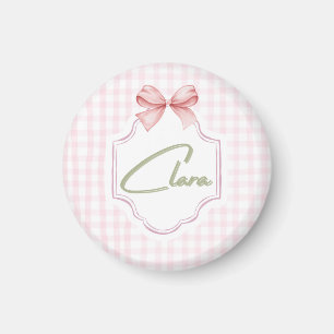 Aimant Clara Baby Girl Nursery Bow&En vichy personnalisée