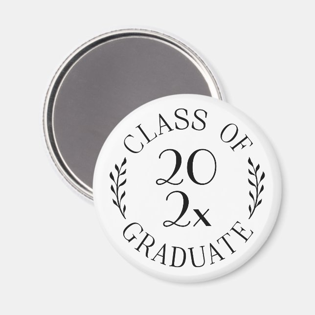Aimant Classe de 2023 Graduate Chic Black Typographie (Recto/Verso)