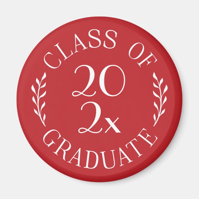 Aimant Classe de 2023 Graduate Chic Typographie Rouge (Devant)