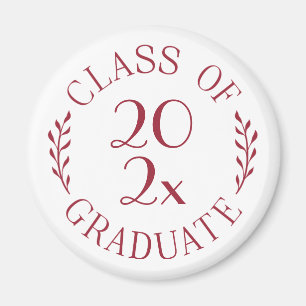 Aimant Classe de 2024 Graduate Chic Burgundy Typographie