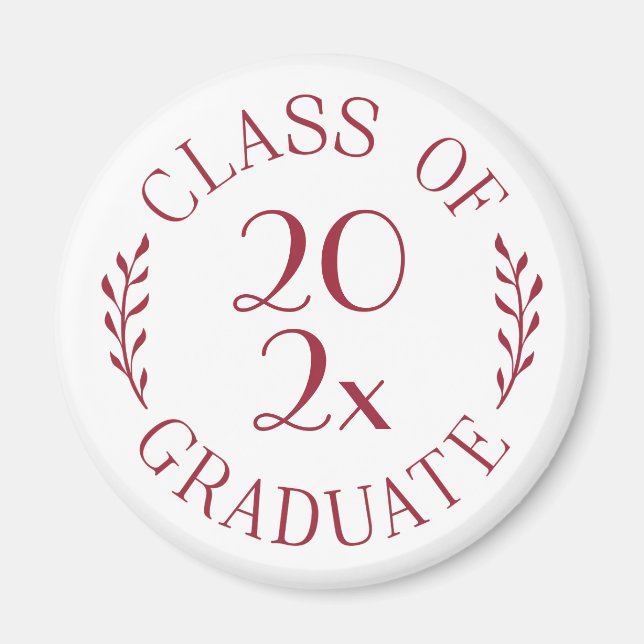 Aimant Classe de 2025 Graduate Chic Burgundy Typographie (Devant)