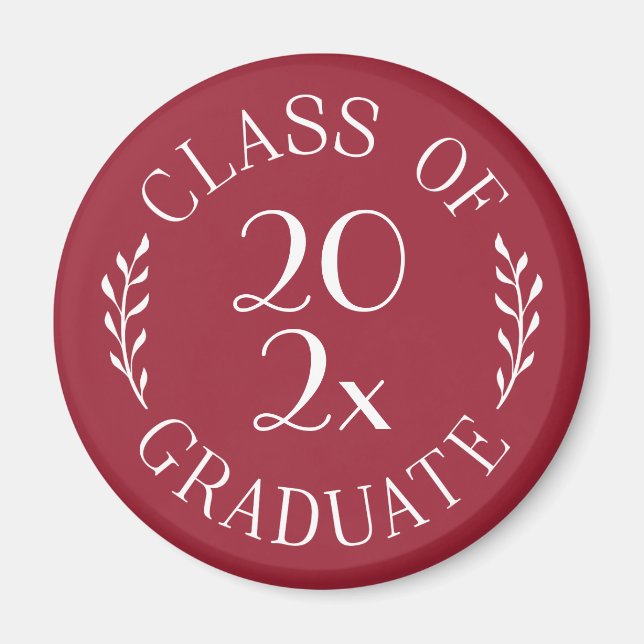 Aimant Classe de 2025 Graduate Chic Typographie Bourgogne (Devant)