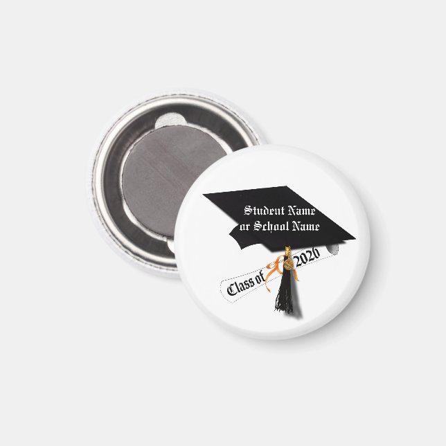 Aimant Classe de casquette et de diplôme de 2026 (Recto/Verso)
