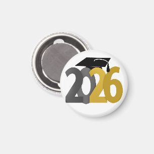 Aimant Classe d'or et de gris de 2026 Graduation