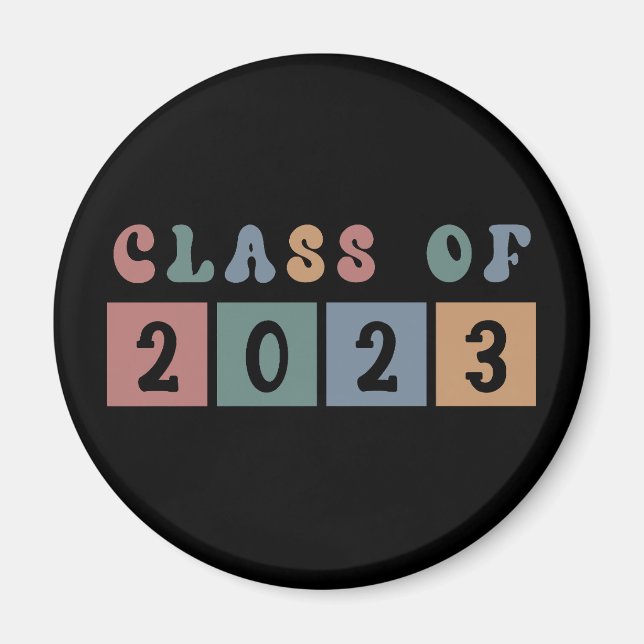 Aimant Classe rétro de 2023 collégial diplôme cadeau (Devant)