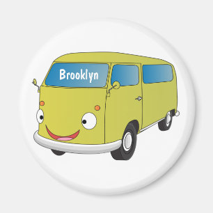 Aimant Classic lime green van cartoon