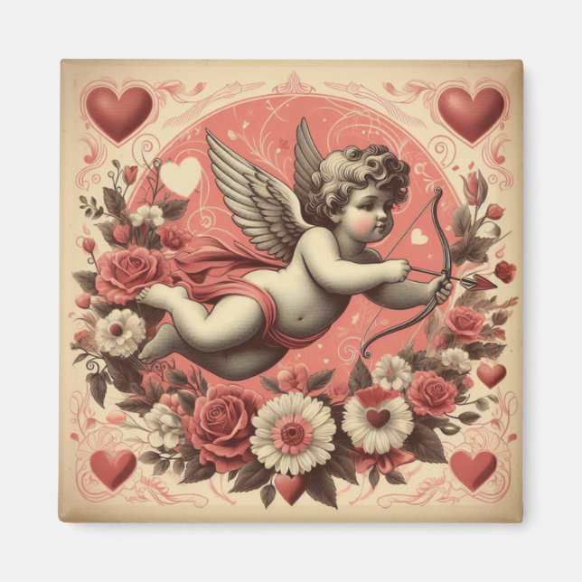 Aimant Classic/Vintage/Retro Saint-Valentin cupide (Devant)