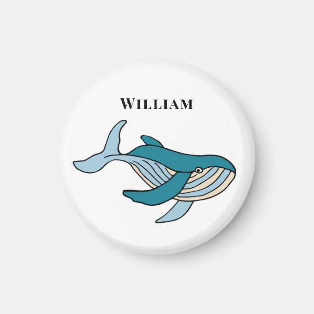 Aimant Classique baleine enfants nom personnalisé (Devant)