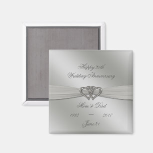 Aimant classique de 25e anniversaire Mariage en ar