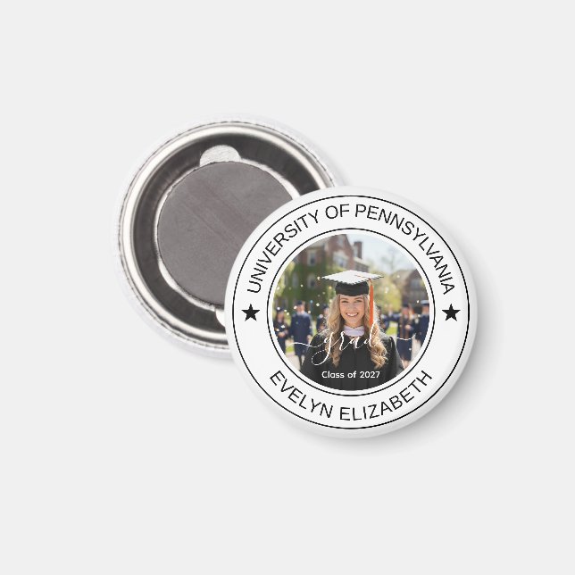 Aimant Classique Rond Diplômé Écriture Moderne (Recto/Verso)