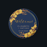 Aimant Classy Gold Floral Navy Blue Mariage bienvenue<br><div class="desc">L'aimant d'accueil Classy Gold Floral Navy Blue Mariage a un arrière - plan bleu marine foncé qui est orné d'un motif de verdure doré complexe et d'une typographie moderne. La combinaison de la riche marine et de l'or chatoyant crée une esthétique élégante et luxueuse. ♥ Affichez la collection sur cette...</div>