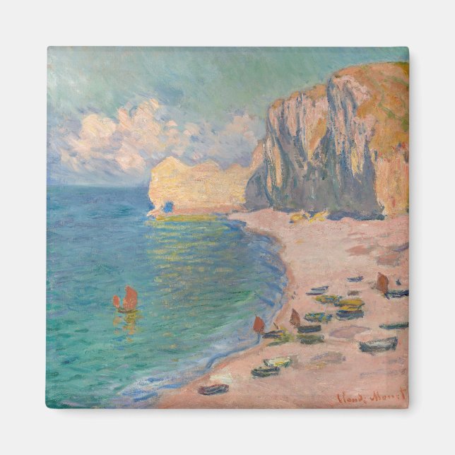 Aimant Claude Monet - Etretat : Plage et Falaise d'Amont (Devant)