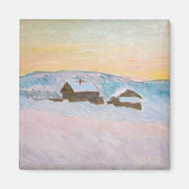 Aimant Claude Monet - Norvège Paysage, Maisons Bleues (Devant)