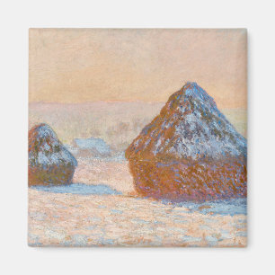Aimant Claude Monet - Piles à roues, Effet neige, Matin