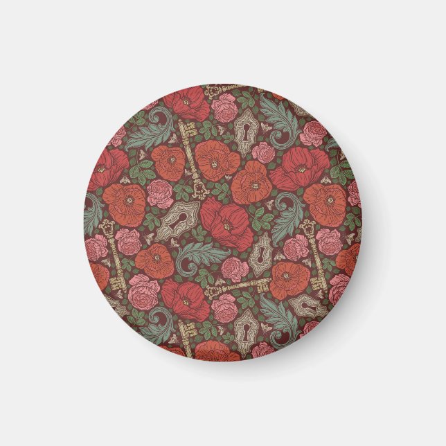 Aimant Clé ancienne de style steampunk victorien avec coq (Devant)