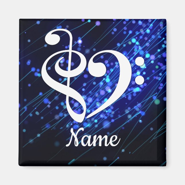 Aimant Clé de basse de Treble Clé Coeur Bleu Nebula Custo (Devant)