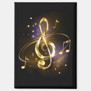 Aimant Clé de sol musicale en or