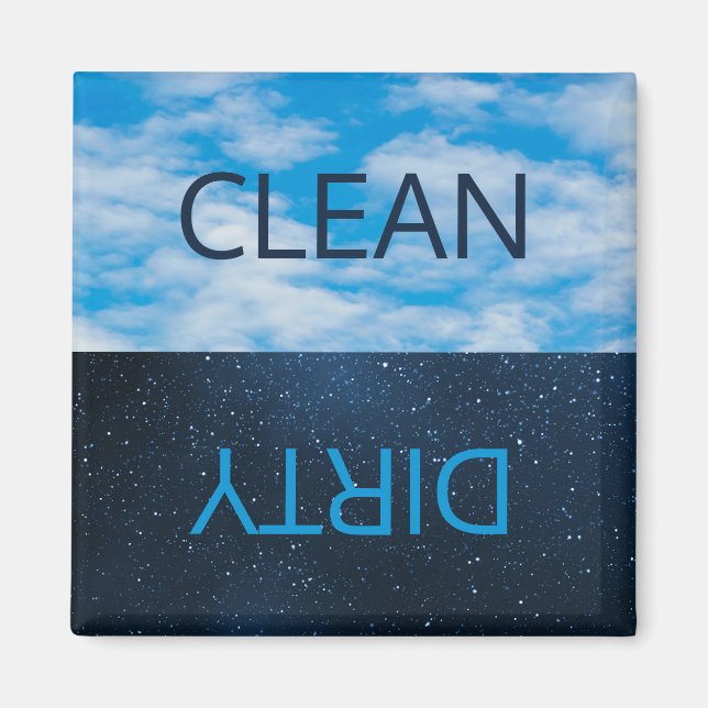 Aimant Clean Dirty Day Night Ciel Lave-vaisselle (Devant)