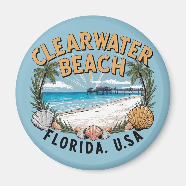 Aimant Clearwater Beach Retro Vignette (Devant)