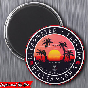 Aimant Clearwater Florida Retro Sunset Souvenirs 80s