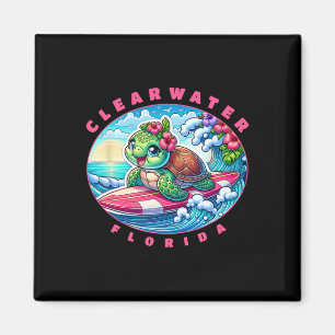 Aimant Clearwater Floride Jolie Fille de Surf Tortue de M