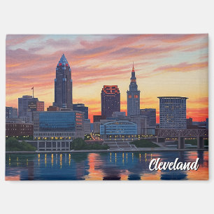 Aimant Cleveland Ohio Skyline Coucher de soleil