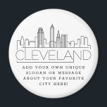 Aimant Cleveland Thématique | Message de ville personnali<br><div class="desc">Un service d'aimant unique représentant la belle ville de Cleveland,  Ohio. Ce porte - clé présente une illustration stylisée de l'horizon unique de la ville avec son nom en dessous. Sous le nom de la ville se trouve un endroit pour votre slogan ou déclaration unique sur votre ville préférée.</div>