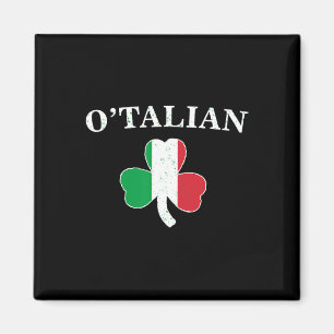 Aimant Clic O'talian Trèfle et drapeau italien irlandais