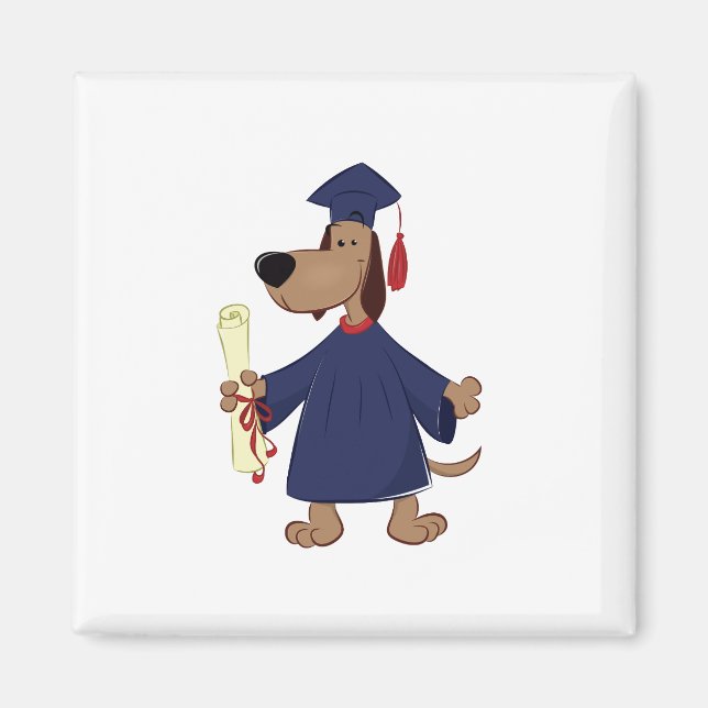 Aimant Clipart de graduation de chien (Devant)