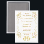 Aimant Cloches de couleur or Design Mariage Enregistrer L<br><div class="desc">Mariage enregistrer la conception des cloches magnétiques de date. Customisez ce mariage de couleur or enregistrez l'aimant de date avec vos détails mariages. Si vous avez besoin d'aide pour vous customiser,  contactez-nous via le lien de cette page. Cloches de couleur or design mariage personnalisé enregistrer la date aimant</div>