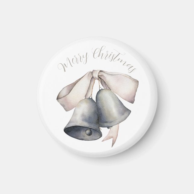 Aimant Cloches en argent avec Gold Bow Noël (Devant)