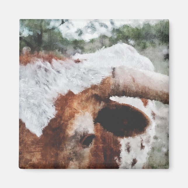 Aimant Closeup Impressionniste Peint Longhorn (Devant)