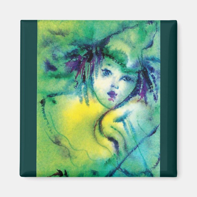 AIMANT CLOWN JOUANT DU VIOLIN EN VERT (Devant)