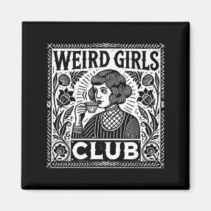 Aimant Club de Filles Bizarres Linogravure Rétro Introver
