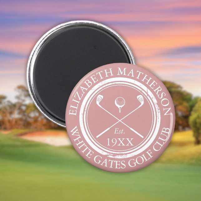 Aimant Club de golf personnalisé Nom Dusty Rose rose (Personalized Golf Club Name Dusty Rose Pink Magnet)