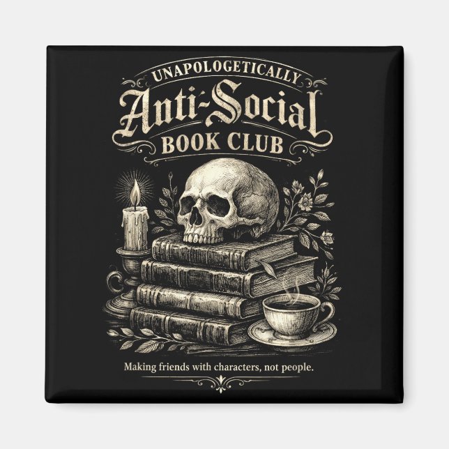 Aimant Club de lecture pour introvertis, drôles de biblio (Devant)