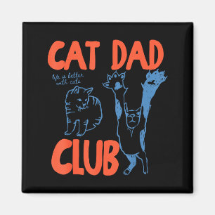Aimant Club Papa Chat Drôle Amateur de Chat Parent Fémini