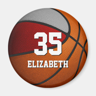 Aimant club rouge gris couleurs basket-ball équipe cadeau