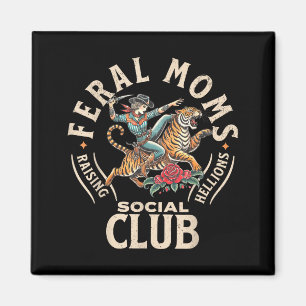 Aimant Club social des mamans sauvages vintage été maman