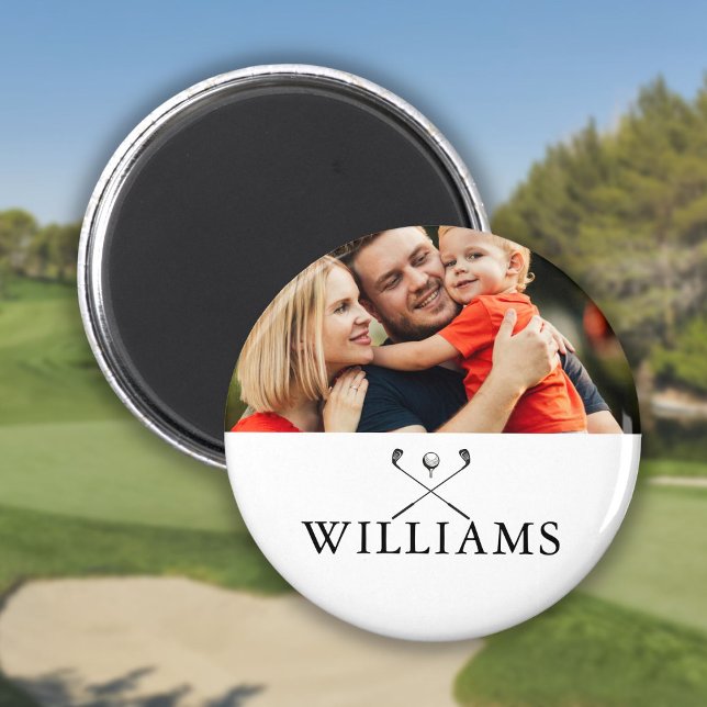 Aimant Clubs de golf avec nom personnalisé Photo (Personalized Name Golf Clubs Photo Magnet)
