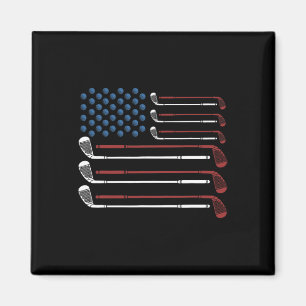 Aimant Clubs de golf Drapeau américain rouge blanc et ble