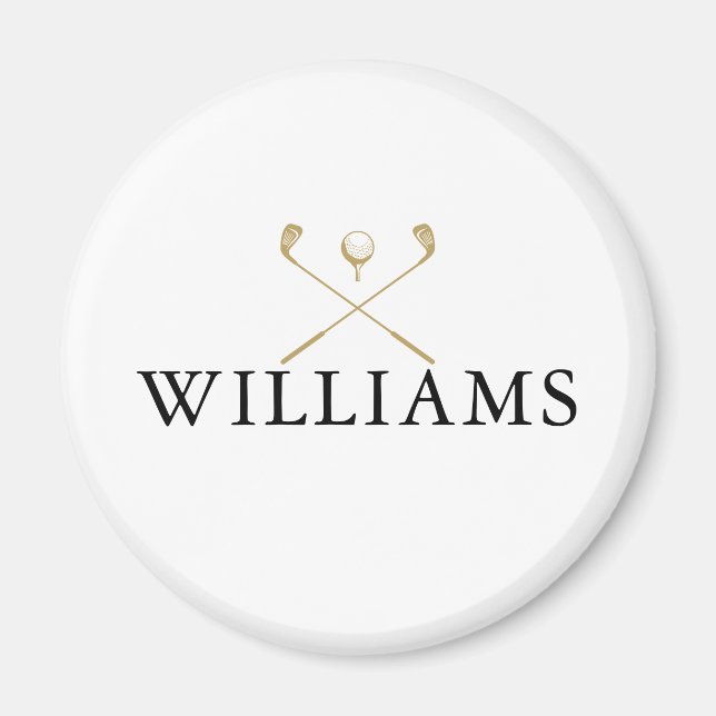 Aimant Clubs De Golf Personnalisés Noir Et Or (Devant)