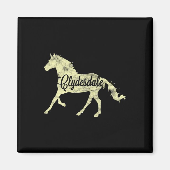 Aimant Clydesdale Ébauche Cheval Pun Horseback équitation (Devant)