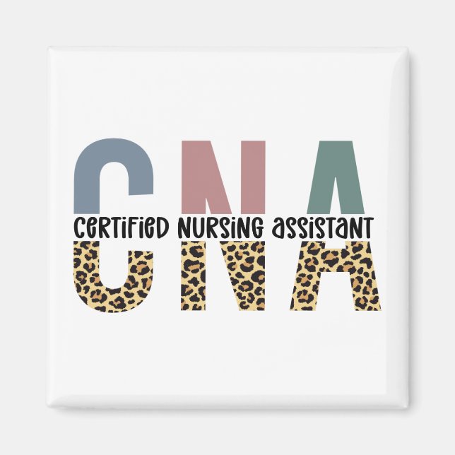 Aimant CNA Certified Nursing Assistant Cheetah Print (Devant)