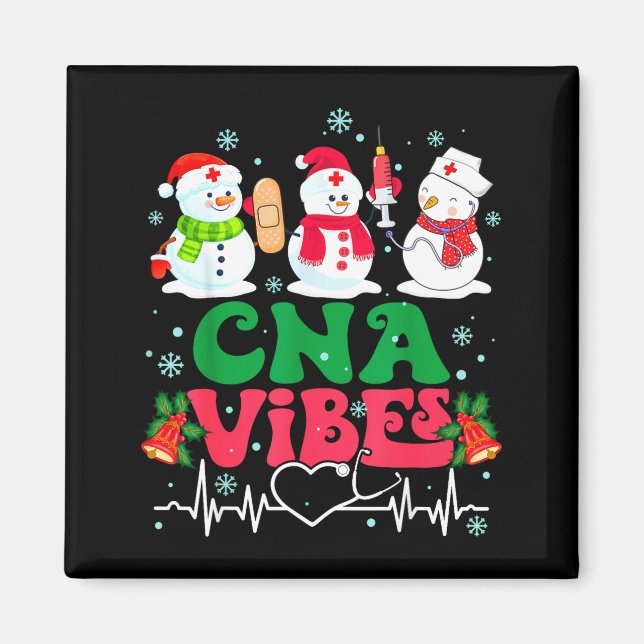 Aimant Cna Vibes Nurse Snowman Stethoscope Santa Funny Ch (Devant)