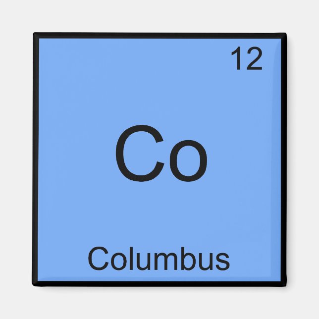 Aimant Co - Columbus Ohio Funny Chimie Symbole de l'éléme (Devant)