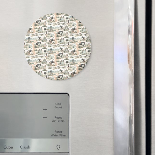 Aimant Coastal Cottage Lighthouse Pattern (In situ (réfrigérateur))