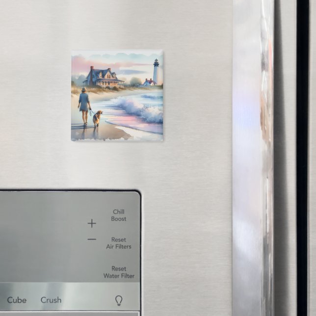 Aimant Coastal Walk to Lighthouse at Sunset (In situ (réfrigérateur))