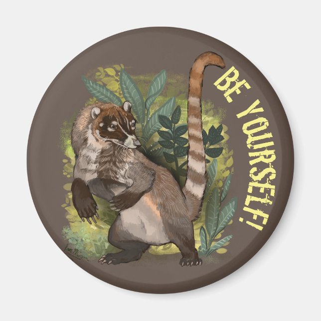 Aimant Coatamundi ou Coati noir blanc (Devant)